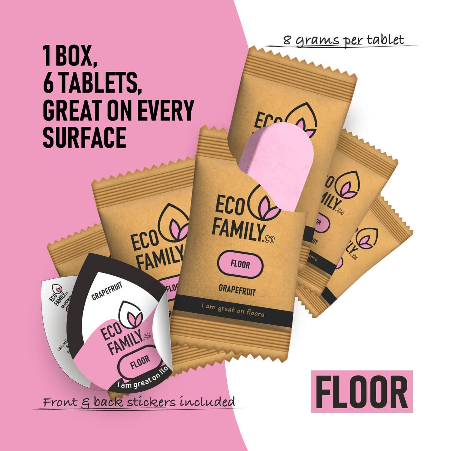 Eco Family Floor Refill Tablets Box - 6 Eco Refill tablets - For all floors, Tile, Wooden Floor